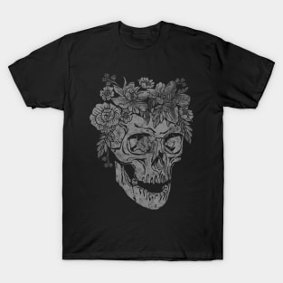 Flower Skull B&W T-Shirt